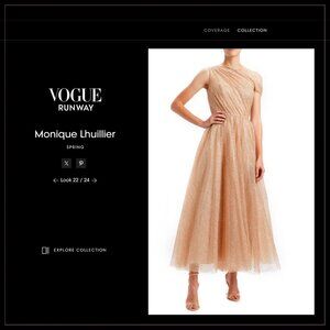 $5490 Monique Lhuillier One-Shoulder Glittered Tulle Goddess Runway Dress
